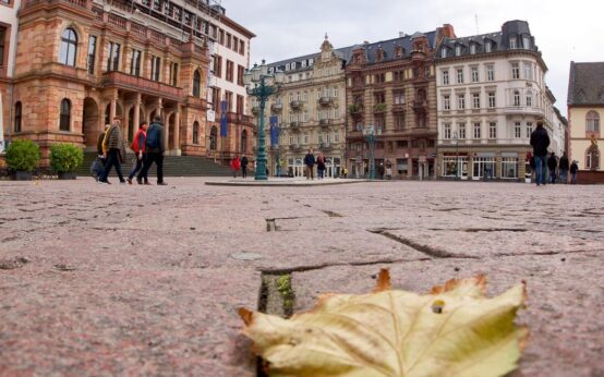 Schlossplatz mit Blick aufs Rathaus.