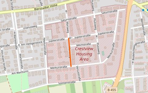 Bild zeigt Karte mit dem Marsweg in Wiesbaden Bierstadt