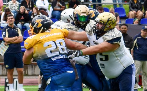 Wiesbaden Phantoms bezwingen Mainz Golden Eagles mit 14:9 und auch die Warriors. Challenge.