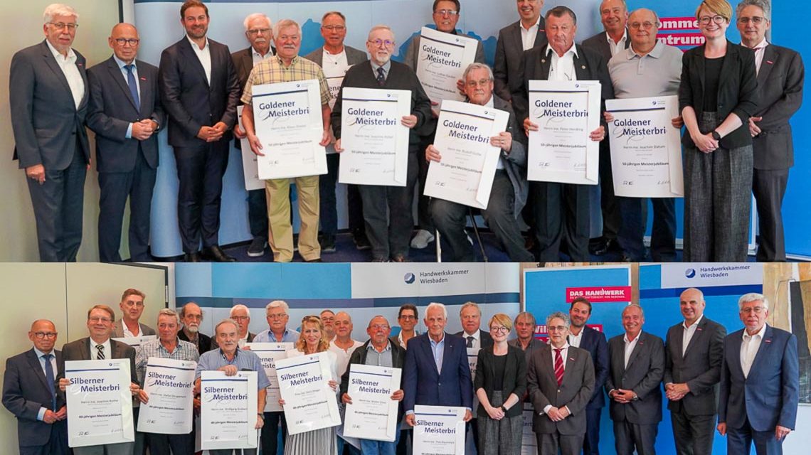 Handwerkskammer verteilt goldene und silberne Handwerksbriefe an verdiente Mitglieder.