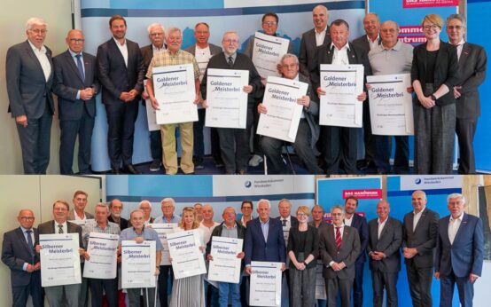 Handwerkskammer verteilt goldene und silberne Handwerksbriefe an verdiente Mitglieder.