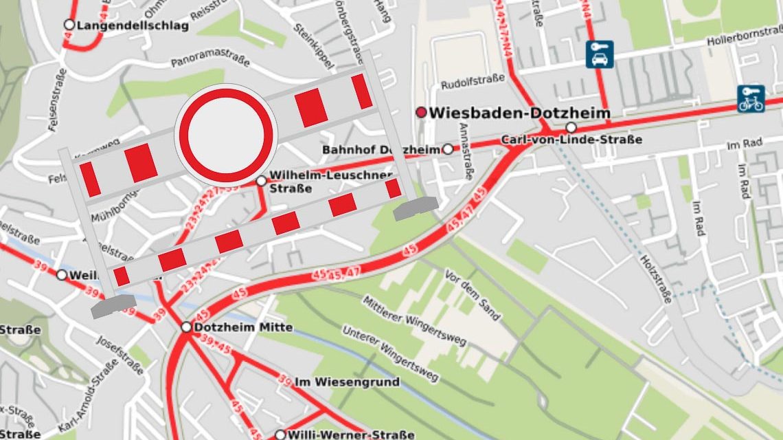 Wiesbadener Straße Vollsperrung, Wasserrohrbruch