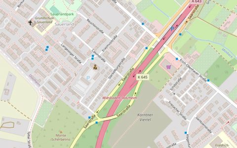 Karte zeigt Erasmusstraße In Biebrich