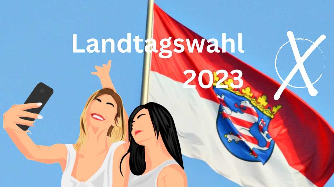 Selfie in der Wahlkabine? Zwei junge Frauen gehen zur Landtagswahl