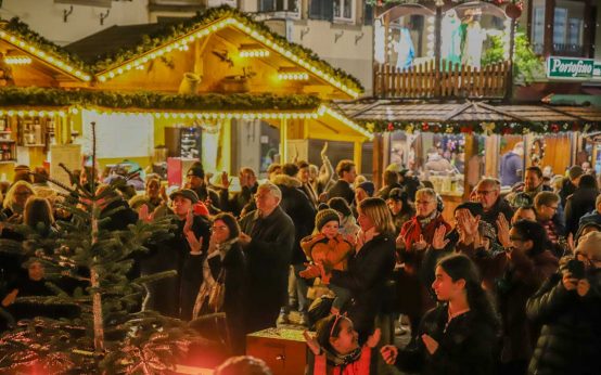 Weihnachtliche Stimmung in der Altstadt von Rüdesheim.