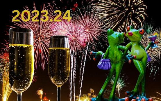 Ausgehfertig. Zwei Sektgläser, Feuerwerk, Silvesterparty 2023.2024. Wo feiern Sie?