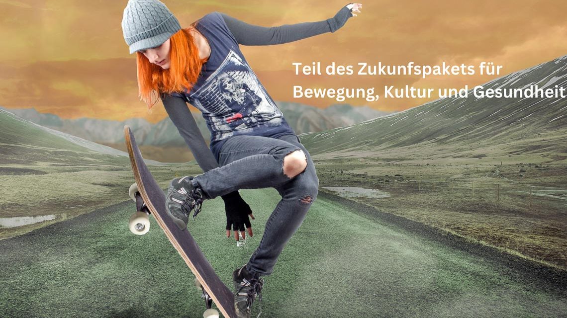 Zukunftausschuss: Mädchen mit Skateboard unterwegs