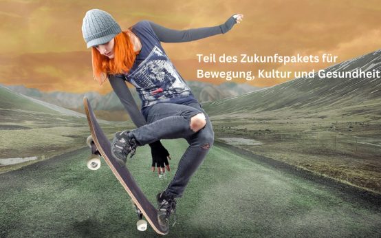 Zukunftausschuss: Mädchen mit Skateboard unterwegs