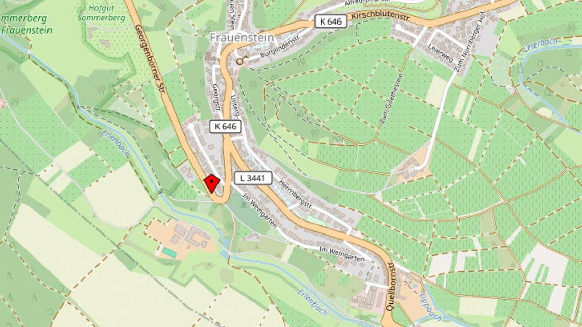Karte zeigt Georgenborner Straße in Frauenstein