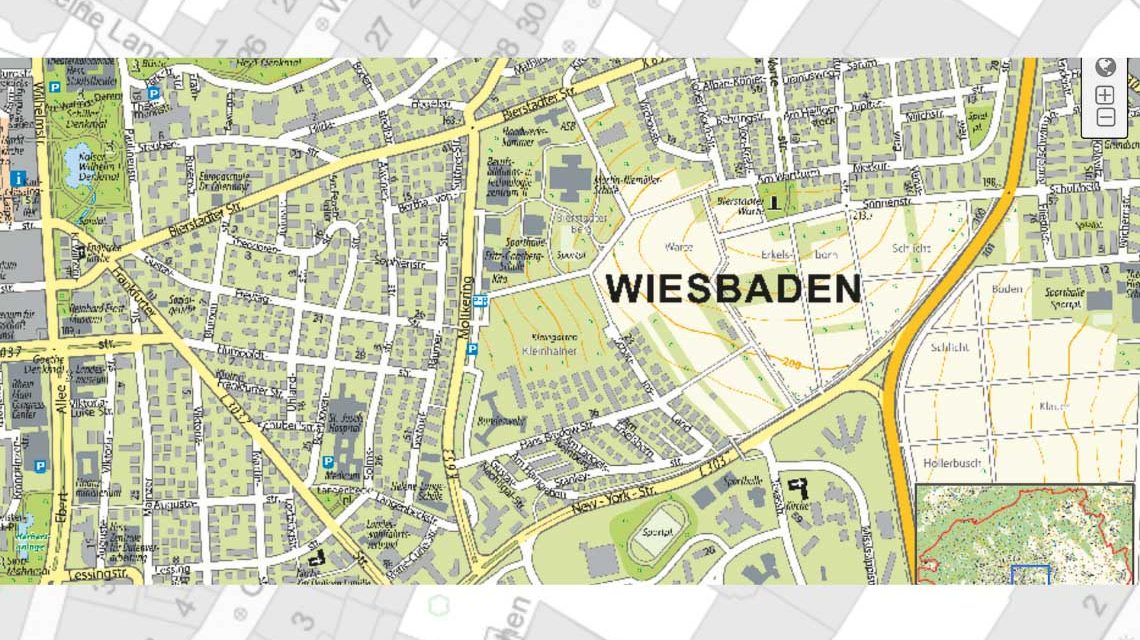 Neuer Stadtplan der Landeshauptstadt Wiesbaden.