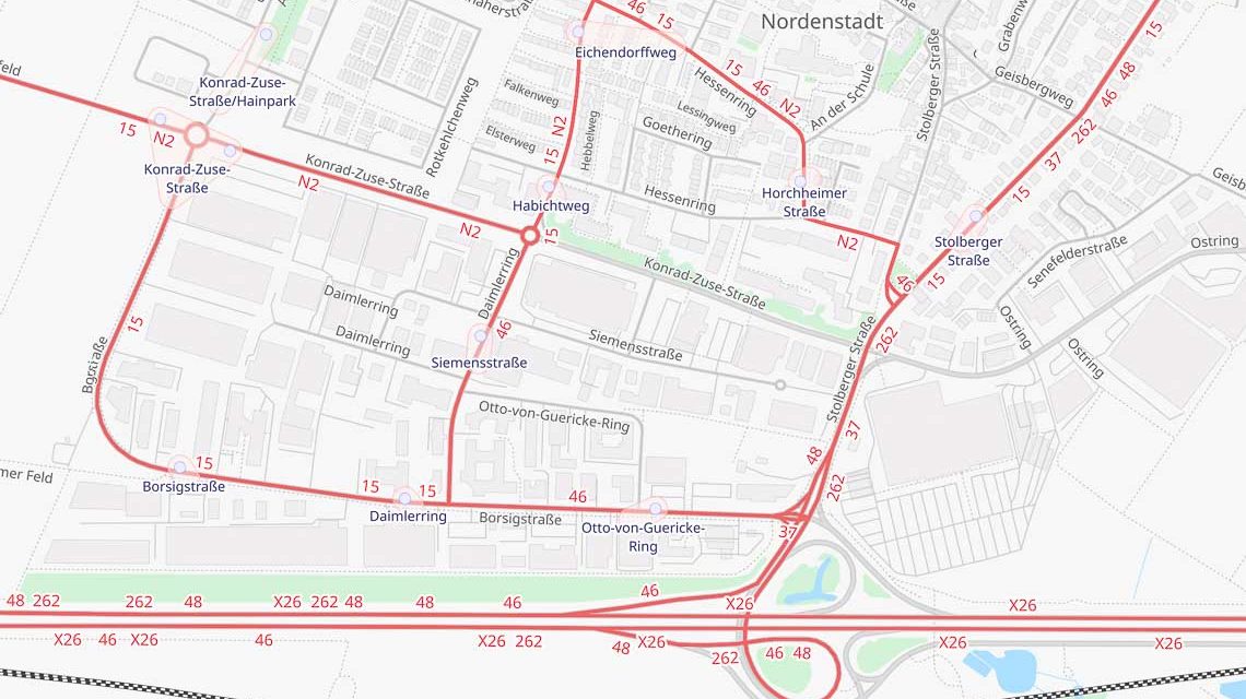 Verkehrskarte Wiesbaden Nordenstadt / Pendelverkehr