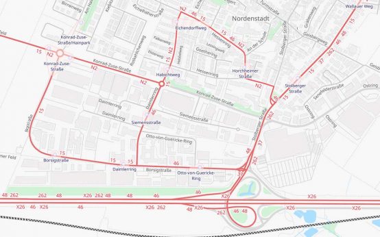 Verkehrskarte Wiesbaden Nordenstadt / Pendelverkehr