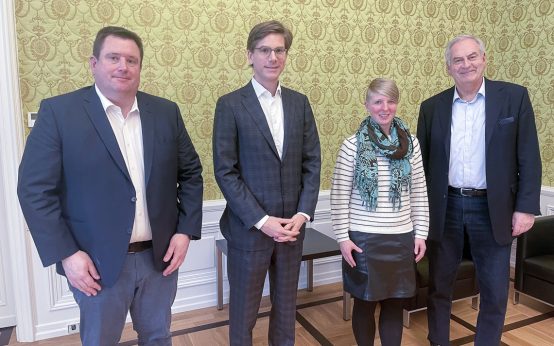 Wahlausschuss, bestehend aus Jörg Brömer, Dr. Matthias Hildner (Vorsitzender des Wahlausschusses), Annkatrin Söhngen und Paul Meuer