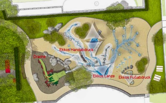 Vorentwurfsplanung für den Wasserspielplatz in den Reisinger Anagen