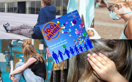 100 Jahre Jugendamt. Die verschiedenen Bereiche dargestellt in Bildern. Spaß bei Graffiti, Gewalt, nachdenklich...