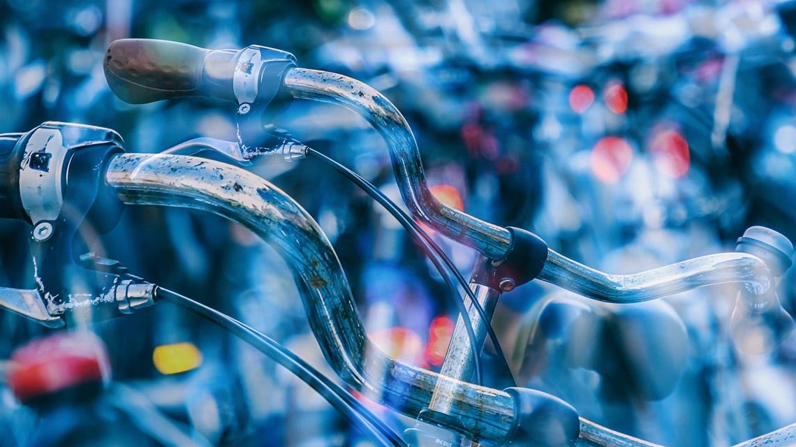 Fahrradlenker auf einen Fleck