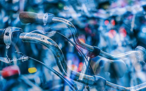 Fahrradlenker auf einen Fleck