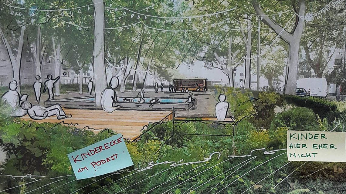 Perspektivenskizze aus dem Bürgerbeteiigungsverfahren vom Sedanplatz Nord