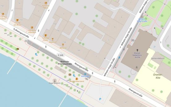 Rheingaustraße, Wo liegt sie. Mal von Openstreetmap.