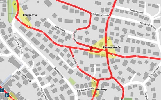 Thomaestraße in Nordost von Umleitung betroffen