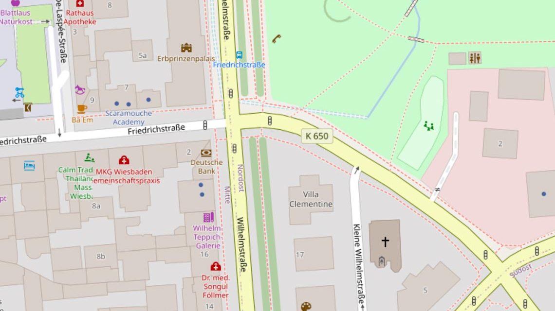 Karte: Wilhelmstraße Ecke Friedrichstraße, Kreuzungsbereich wird Baustelle