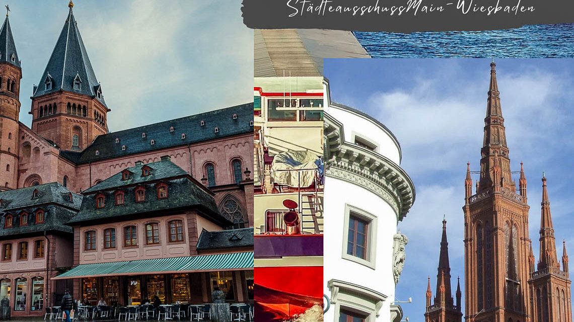 Mainzer Dom, Stadtschloss und Marktkirsche als Symbol für den Städteausschuss.