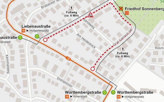 Umleitung ESWE Verkehr, Linie 18
