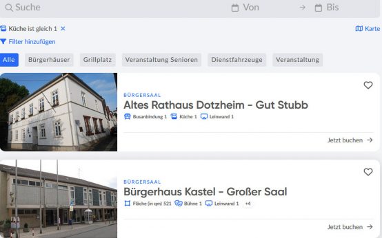 Bürgerhaus online buchen, Räume, Säle für Veranstaltungen.