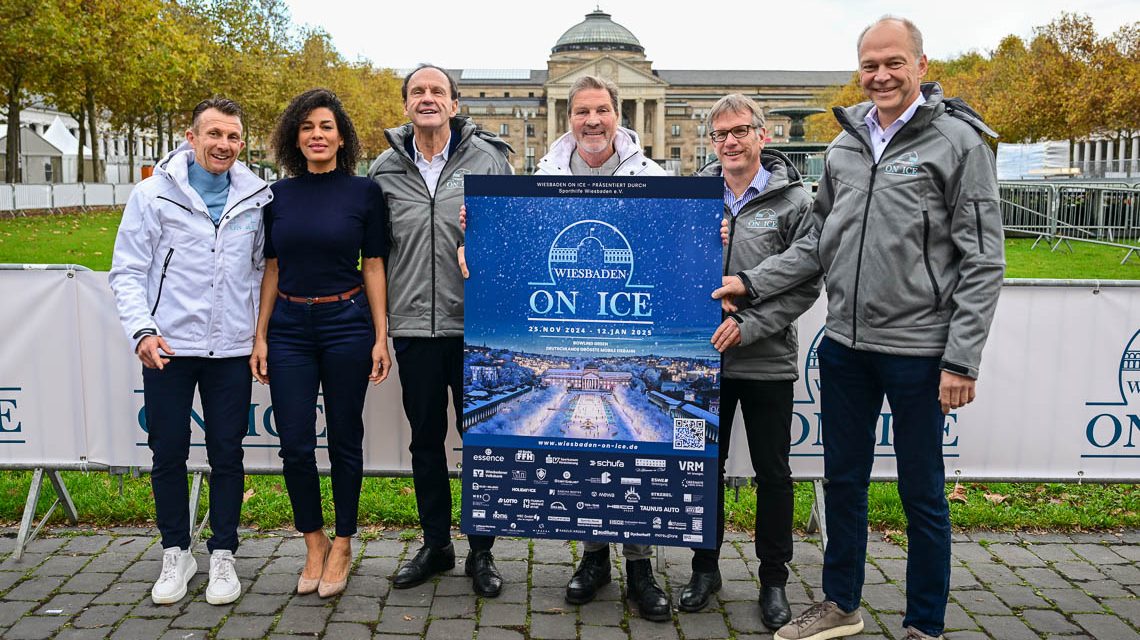 Freuen sich auf „Wiesbaden on Ice“: Kai Walter (Ausrichter), Caroline Mhlanga (Sängerin aus Wiesbaden), Dr. Andreas Fillmann (2. Vorsitzender Sporthilfe Wiesbaden), Andreas Steinbauer (1. Vorsitzender Sporthilfe Wiesbaden), Dr. Tilo Nemuth (2. Vorsitzender Sporthilfe Wiesbaden), Dr. Gerhard Obermayr (2. Vorsitzender Sporthilfe Wiesbaden)