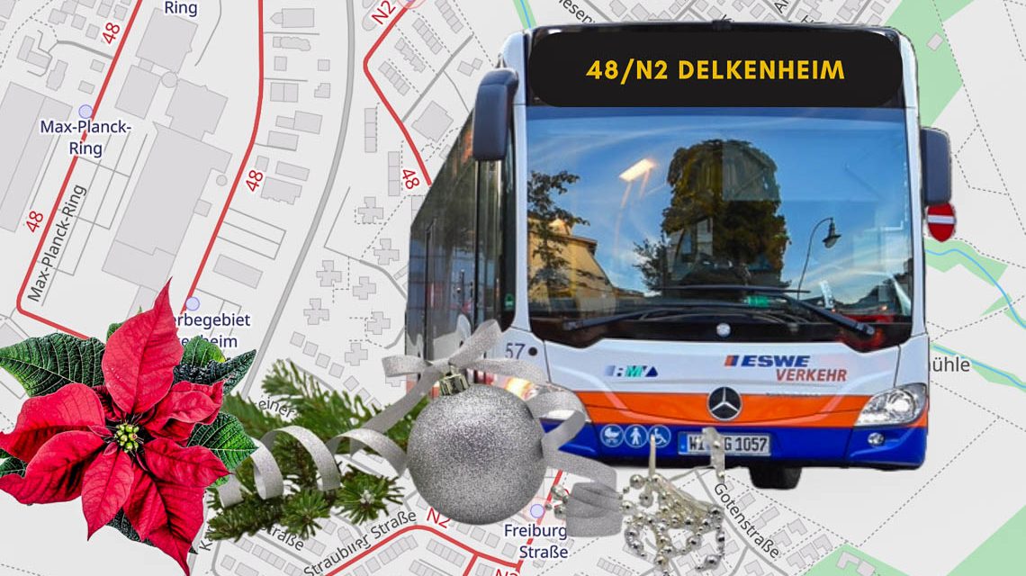 Weihnachtsmarkt Auringen, Delkenheim, Umleitung der Busse angezeigt.