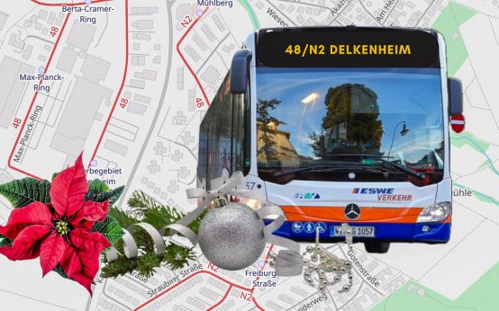 Weihnachtsmarkt Auringen, Delkenheim, Umleitung der Busse angezeigt.