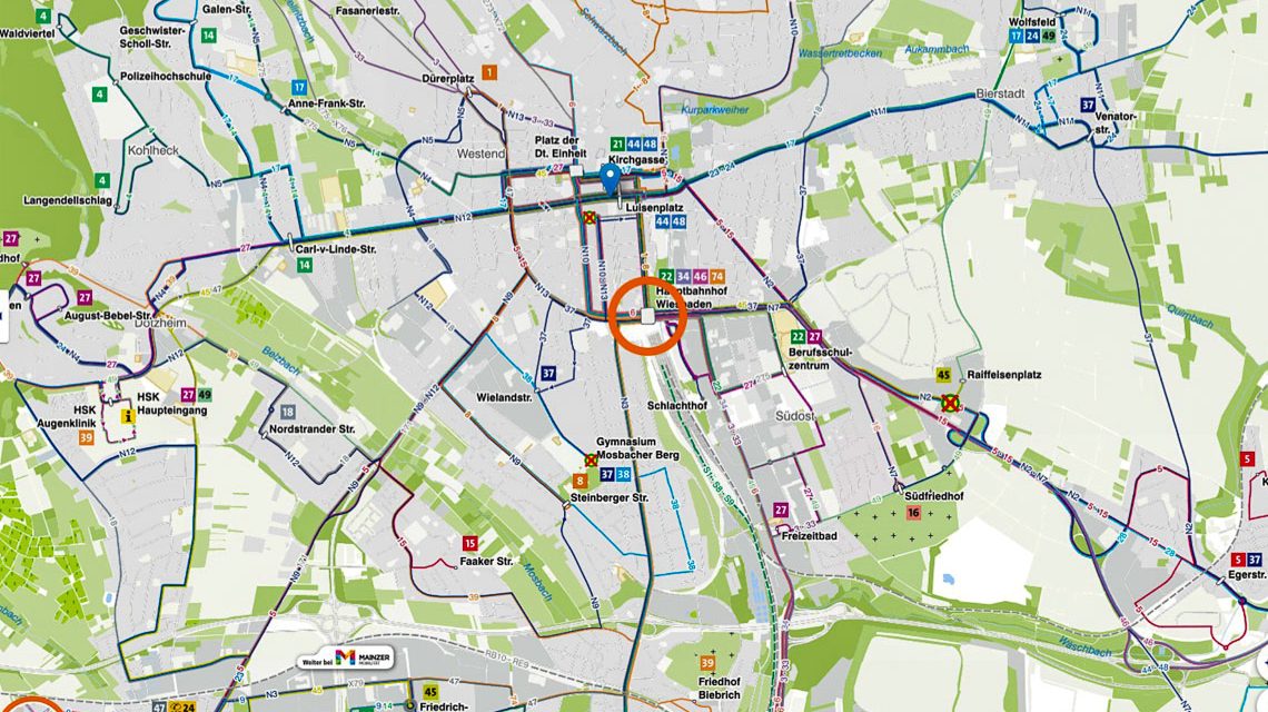 Neuer Interaktiver Liniennetzplan Wiesbaden