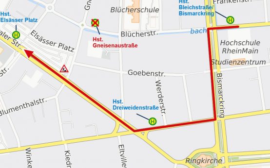 Sperrung der Rechtsabbiegerspur in die Klarenthaler Straße