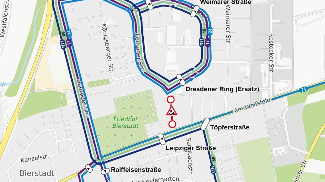 Sperrung Leipziger Straße in Bierstadt
