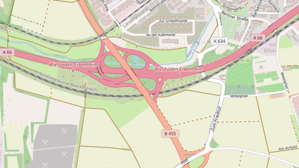 Karte der Anschlussstelle Erbenheim.