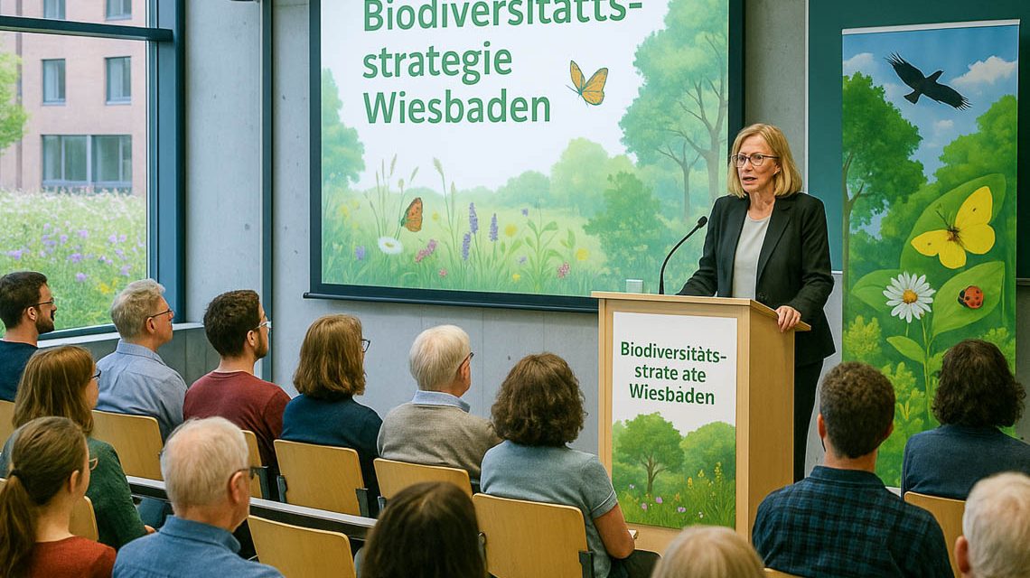 Start für mehr Artenvielfalt: Bürgermeisterin Christiane Hinninger eröffnet die Auftaktveranstaltung zur Biodiversitätsstrategie an der Hochschule RheinMain.