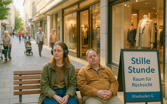 Einzelhandel mit Rücksicht: Während der „Stillen Stunde“ senken Wiesbadener Geschäfte Lärm und Licht – für mehr Inklusion im Alltag.