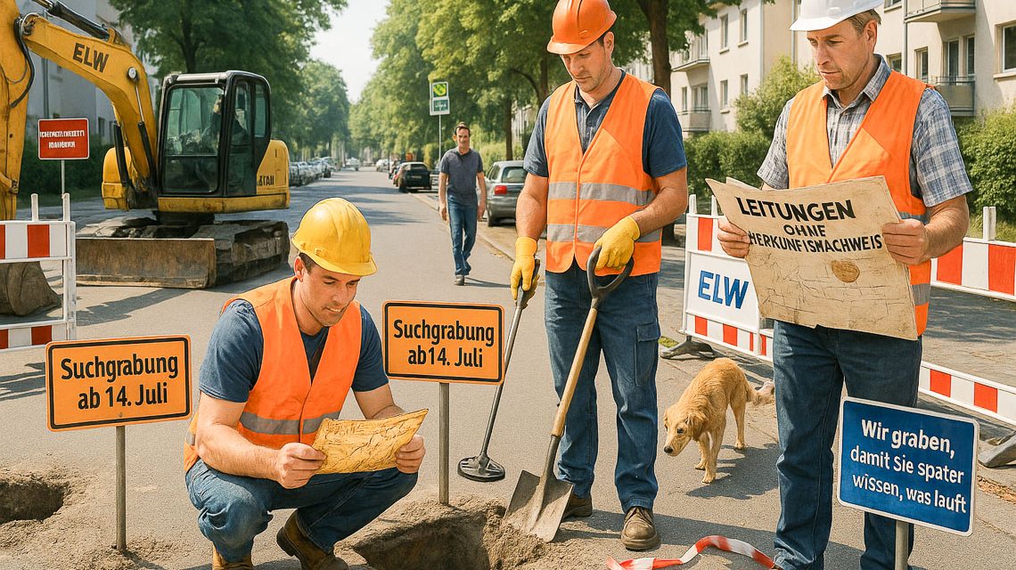 Suchgrabung in Wiesbaden.