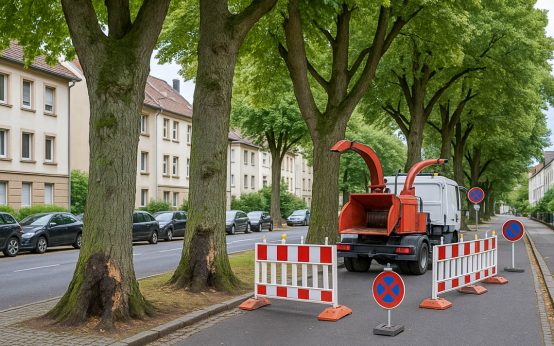 Baumarbeiten in der Mosbacher Straße in Wiesbaden.