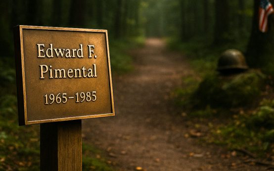 Am Tatort errichtet: Die Gedenktafel im Wiesbadener Stadtwald erinnert an Edward F. Pimental, der 1985 von der RAF ermordet wurde