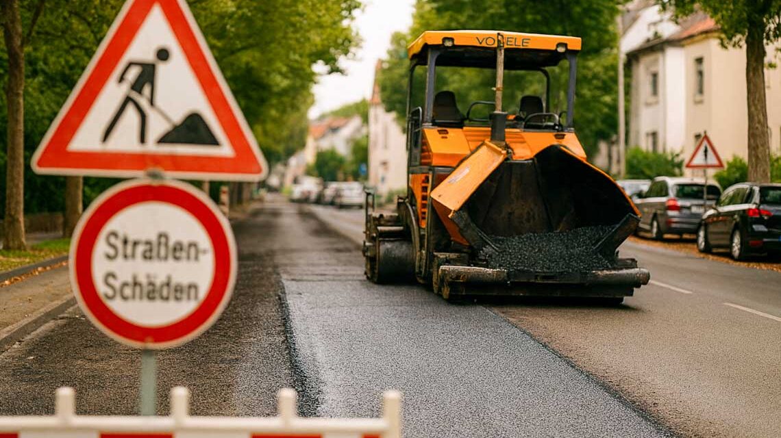 Bauarbeiten in Wiesbaden, Sanierungsarbeiten führen zu Baustellen.