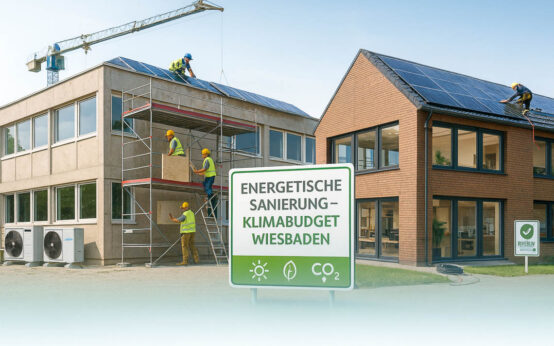 Klimabilanz: Fassaden werden gedämmt, Solartechnik auf Dächern installiert.