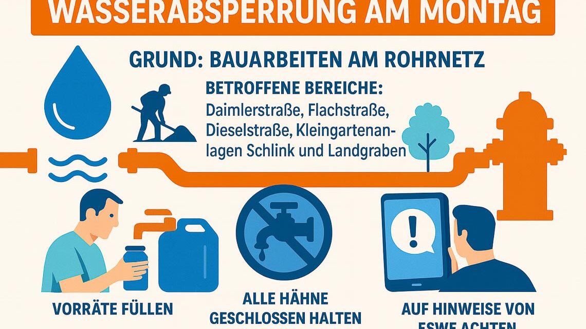 Wasserabsperrung in Dotzheim.