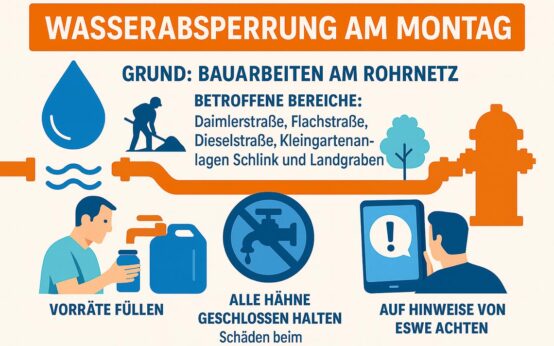 Wasserabsperrung in Dotzheim.