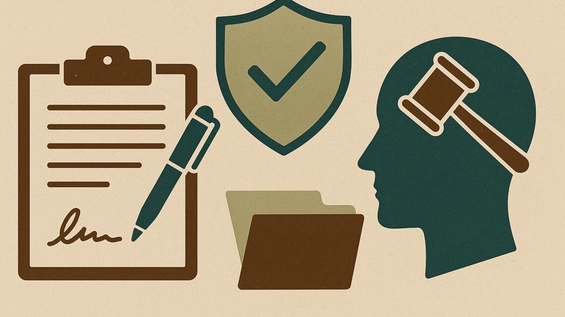 Illustration zur rechtlichen Vorsorge: vertrag, Person, Sicherheitscheck...