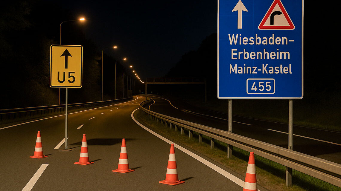 Autobahn Abfahrt Erbenheim gesperrt