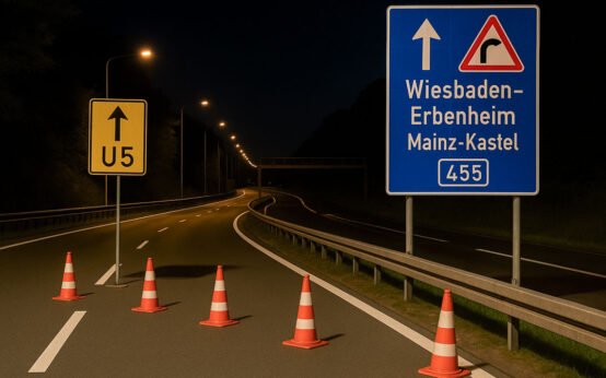 Autobahn Abfahrt Erbenheim gesperrt