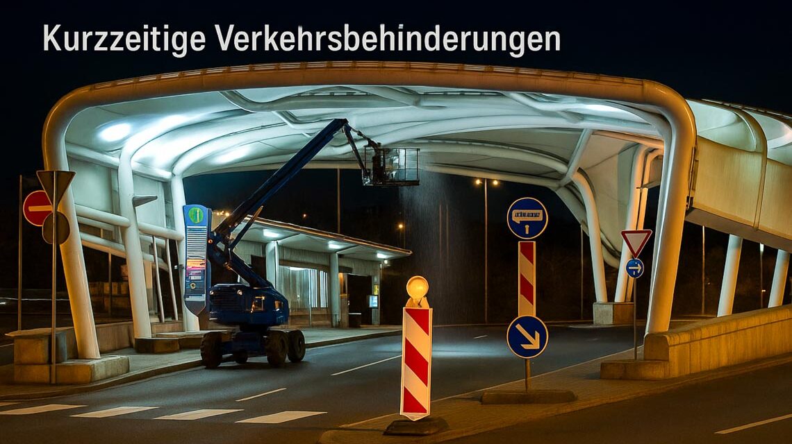 Reinigung am Brückenkopf in Mainz-Kastel.