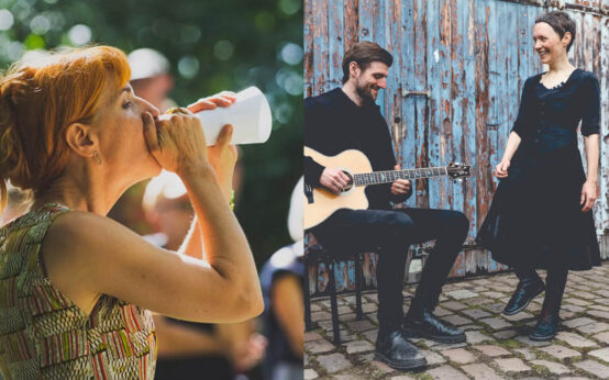 Silvia Sauer links im Bild, recht das Duo Whats Behind