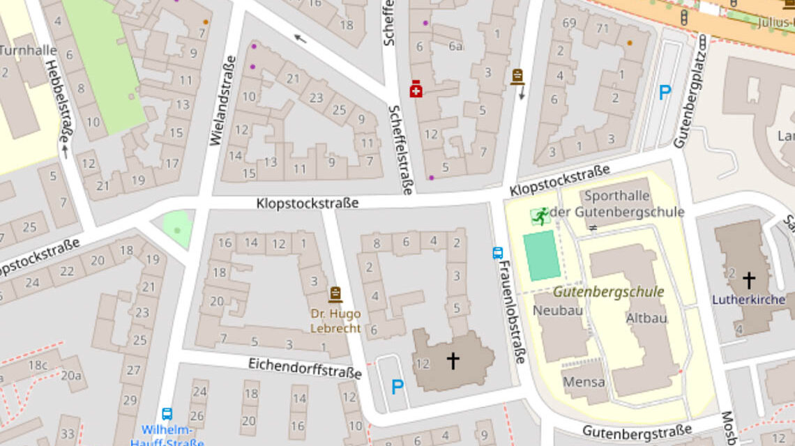 Klopstockstraße im Dichterviertel im Stadtteil Südost.